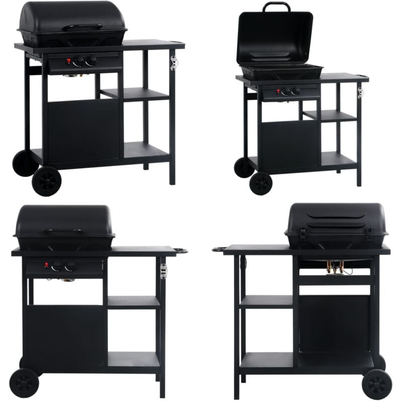 Barbecue à gaz avec table latérale à 3 niveaux Noir - barbecue à gaz - barbecues à gaz - Home & Living - Noir
