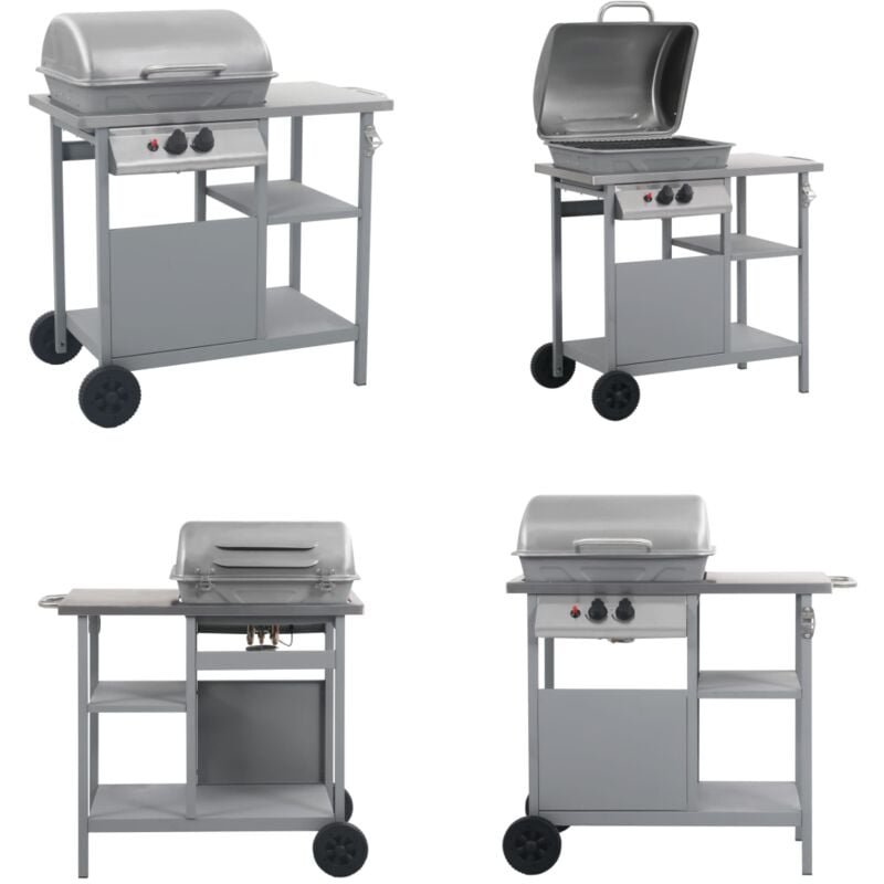 Barbecue à gaz avec tablette à 3 couches Noir et argenté - barbecue à gaz - barbecues à gaz - Home & Living - Argent