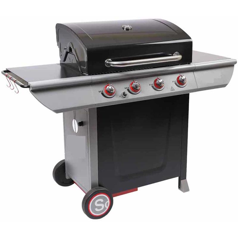 Pegane - Barbecue à gaz en acier laqué, grill, barbecue de jardin - Dim : 150 x 57,5 x 115,5 cm