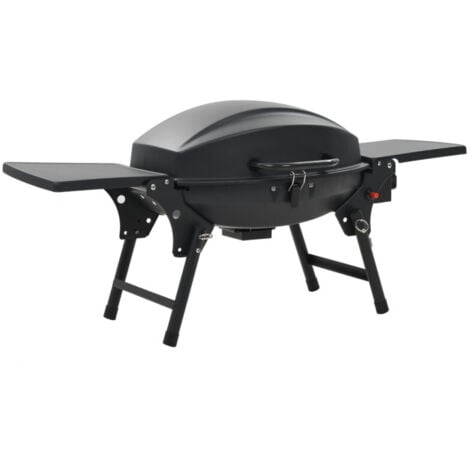 Barbecue à gaz portatif avec zone de cuisson Noir
