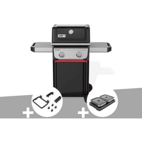 Barbecue à gaz Spirit E-210 + Set d'accessoires clipsables Weber Works + Kit de préparation et de service - Weber