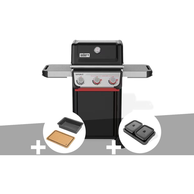 Weber - Barbecue à gaz Spirit E-325 + Bac et planche à découper Works + Kit de préparation et de service