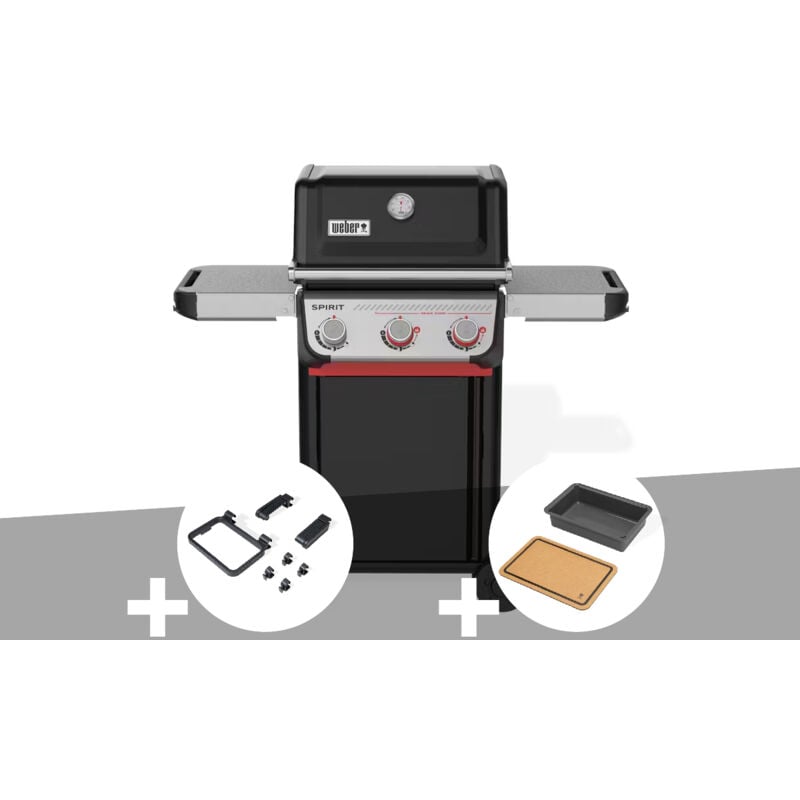 Weber - Barbecue à gaz Spirit E-325 + Set d'accessoires clipsables Works + Bac et planche à découper Works