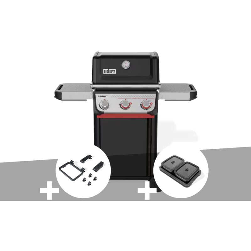 Weber - Barbecue à gaz Spirit E-325 + Set d'accessoires clipsables Works + Kit de préparation et de service