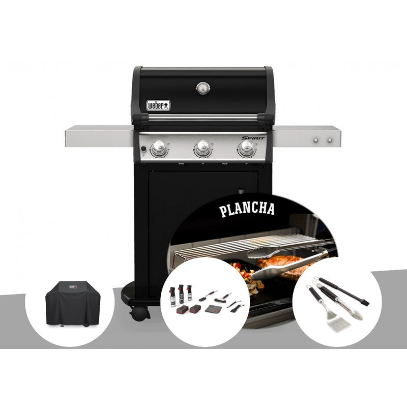 Barbecue à gaz Weber Spirit E-315 mix gril et plancha + Housse + Kit de nettoyage + Kit 3 ustensiles