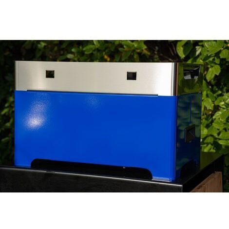 Barbecue à granulés nomade bleu avec plaque émaillée lisse