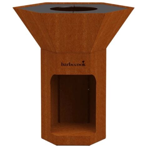 barbecue a legna barbecook "nestor" ruggine con griglia 89x90 cm