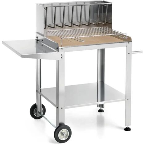 barbecue a legna/carbone ompagrill "best steel 56659/x" con griglia 60x35 cm