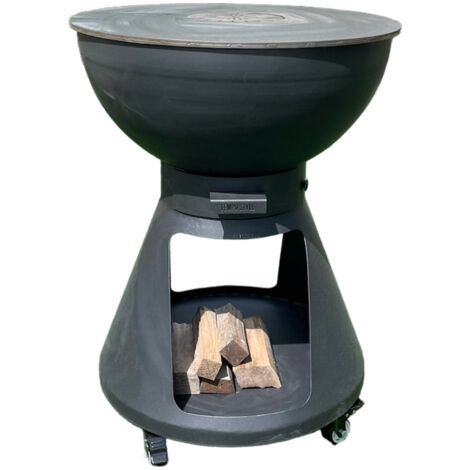 Barbecue a Legna e a Carbone Ø64xH91 cm in Acciaio Corten con Accessori Yucatán Antracite