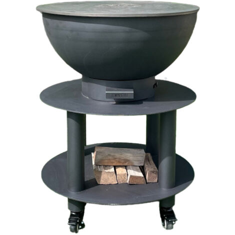 Barbecue a Legna e a Carbone Ø75xH86 cm in Acciaio Corten con Accessori Stromboli Antracite