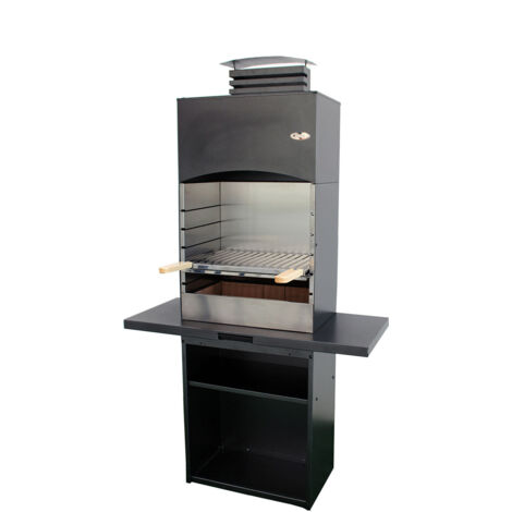 Barbecue a Legna e Carbone 110x47,5x190,1 cm Design a Colonna in Acciaio Tolosa Nero