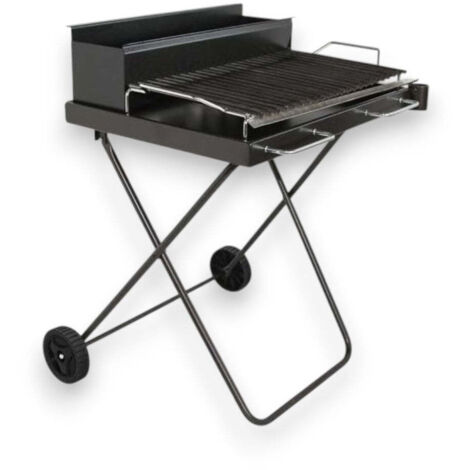 Barbecue a legna salvaspazio da campeggio con griglia pesante in acciaio inox gambe chiudibili e ruote Kart