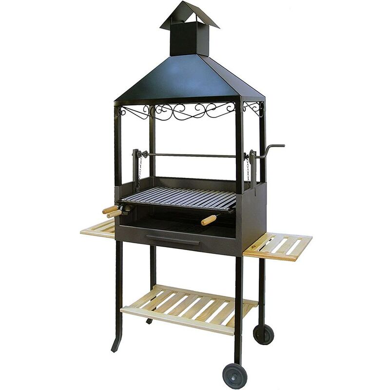 Imex El Zorro - Barbecue Carbon Fireplace With Wheels Fireplace 210X75X42Cm Black