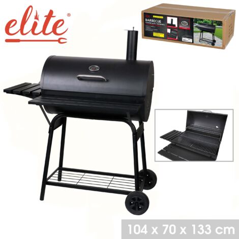 Barbecue au charbon de bois avec étagères et cheminée