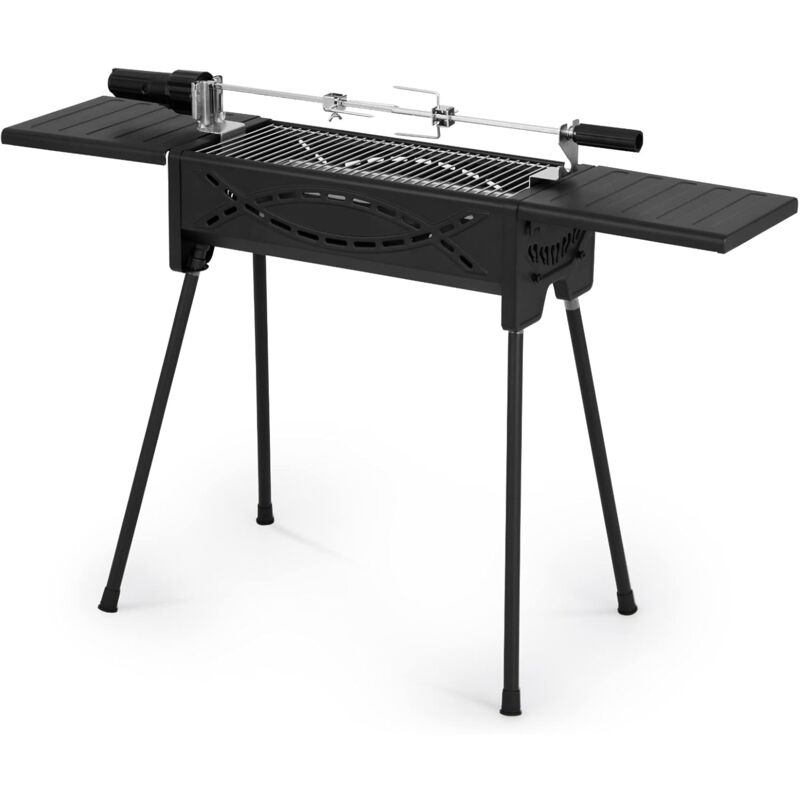 Barbecue au Charbon de Bois avec Plateau et Pieds Détachable, Gril Barbecue en Acier Charbon avec Pied Antidérapants pour Camping, Pique-nique