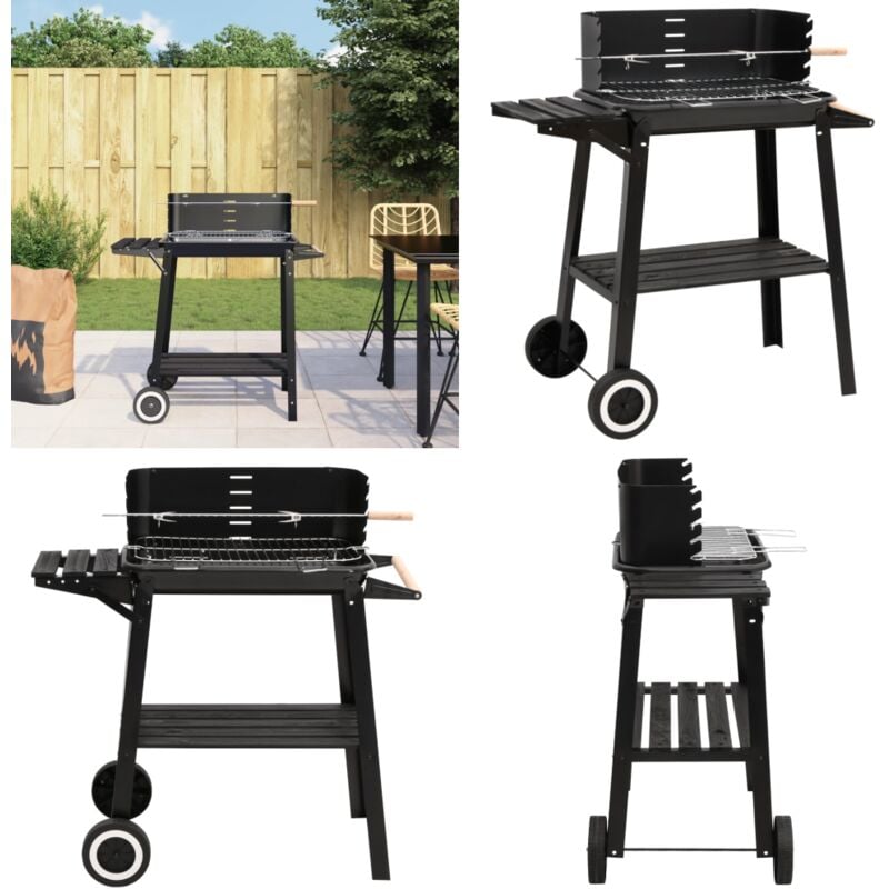 Vidaxl - Barbecue au charbon de bois avec roues noir acier - barbecue au charbon de bois - barbecues au charbon de bois - Home & Living - Noir