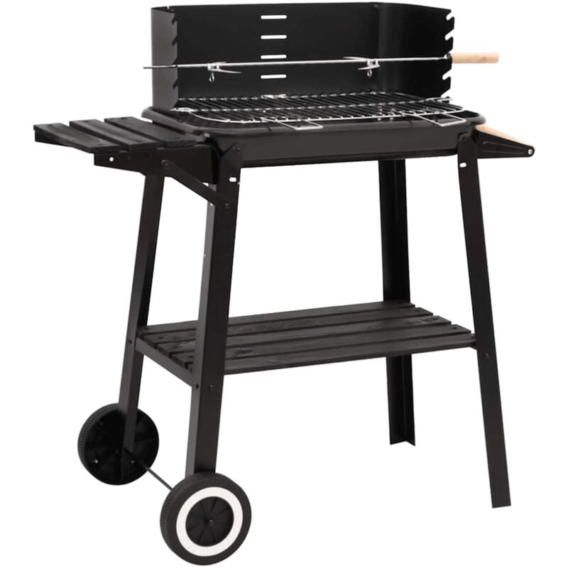Vidaxl - Barbecue au charbon de bois avec roues noir acier