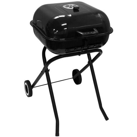Barbecue - Charbon de bois - BBQ au charbon rectangulaire - Camping BBQ -  Portable - Zwart