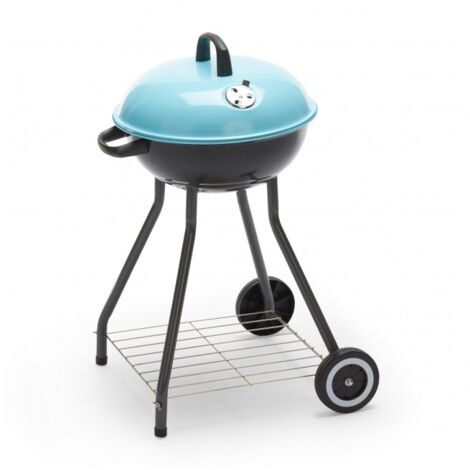 Barbecue au charbon rond 51,5x42,2x83,2 cm bleu clair et noir avec structure en acier- Gorizia
