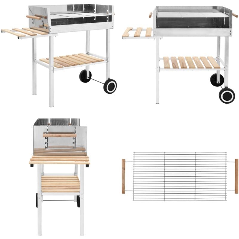 Vidaxl - Barbecue au charbon sur chariot Acier inoxydable et 2 étagères - barbecue sur chariot - barbecues sur chariot - Home & Living - Argent