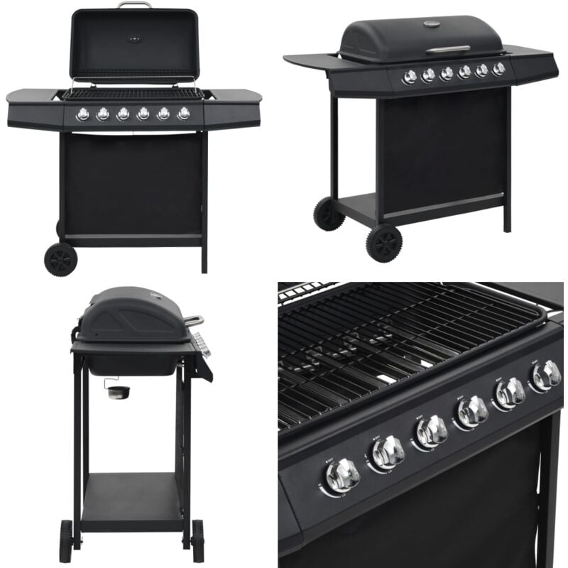 Barbecue au gaz avec 6 zones de cuisson Acier Noir - barbecue à gaz - barbecues à gaz - Home & Living - Noir