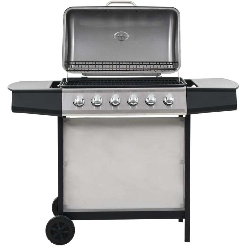 Vidaxl barbecue au gaz avec 6 zones de cuisson inox argent&eacute; 44286