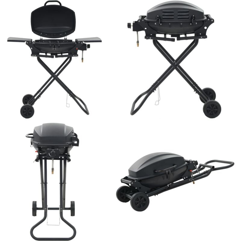Vidaxl - Barbecue au gaz portatif avec zone de cuisson Noir - barbecue à gaz - barbecues à gaz - Home & Living - Noir