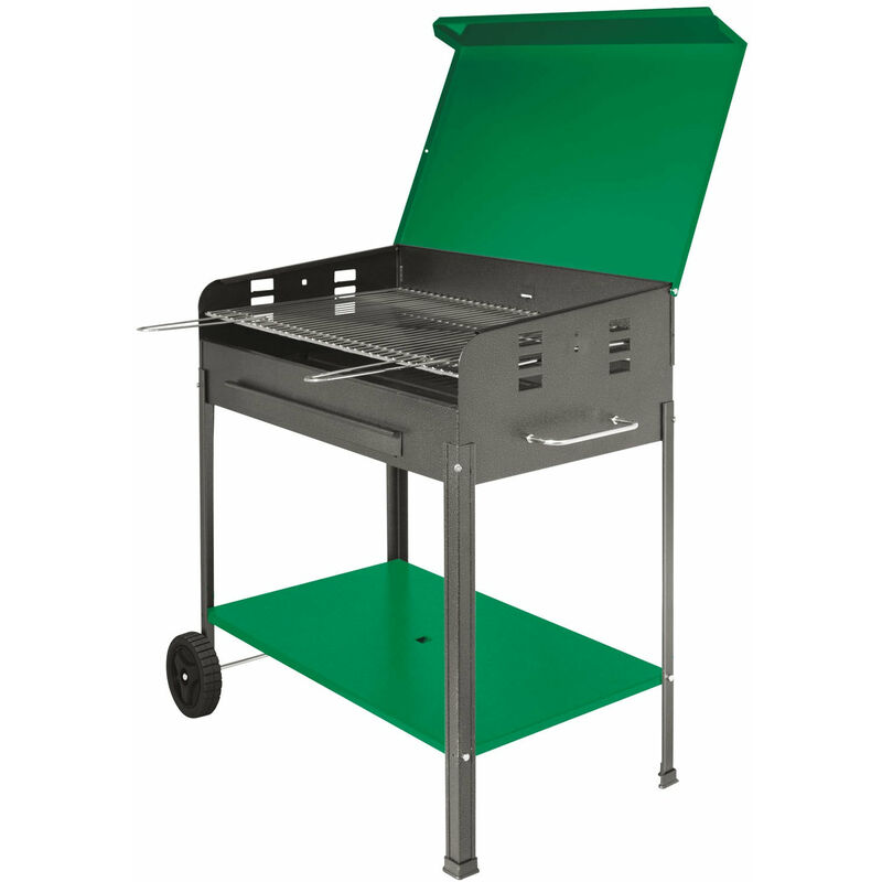 Barbecue bbq a carbone appoggi laterali ruote coperchio griglia 517