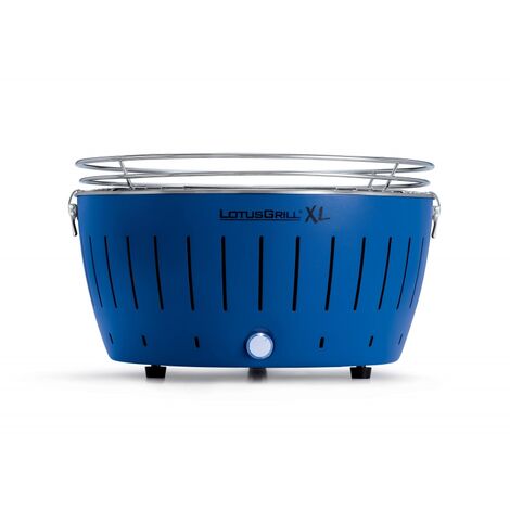 Barbecue Blu XL con Batterie e Cavo di Alimentazione USB + 2.5Kg di Carbonella di Faggio + Gel Combustibile 500ml -Lotus Grill
