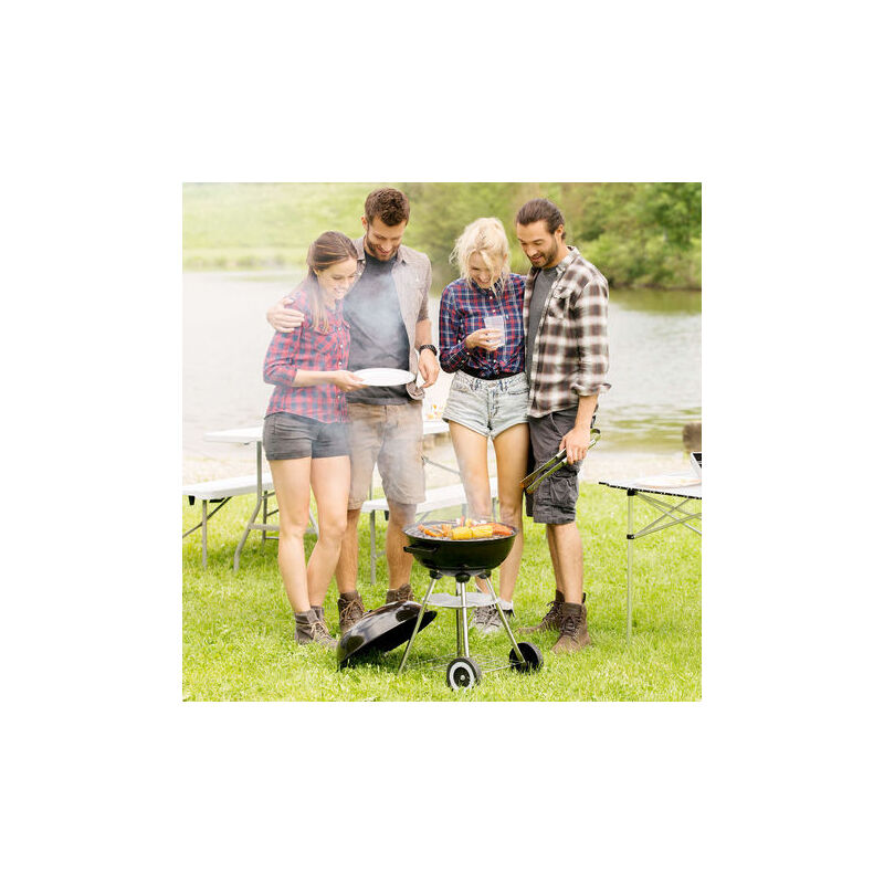 Barbecue Boule Ø 41,5 cm Acier Galvanisé Grill Fumoir avec Barbecue Boule Ø 41,5 cm Acier Galvanisé Grill Fumoir avec