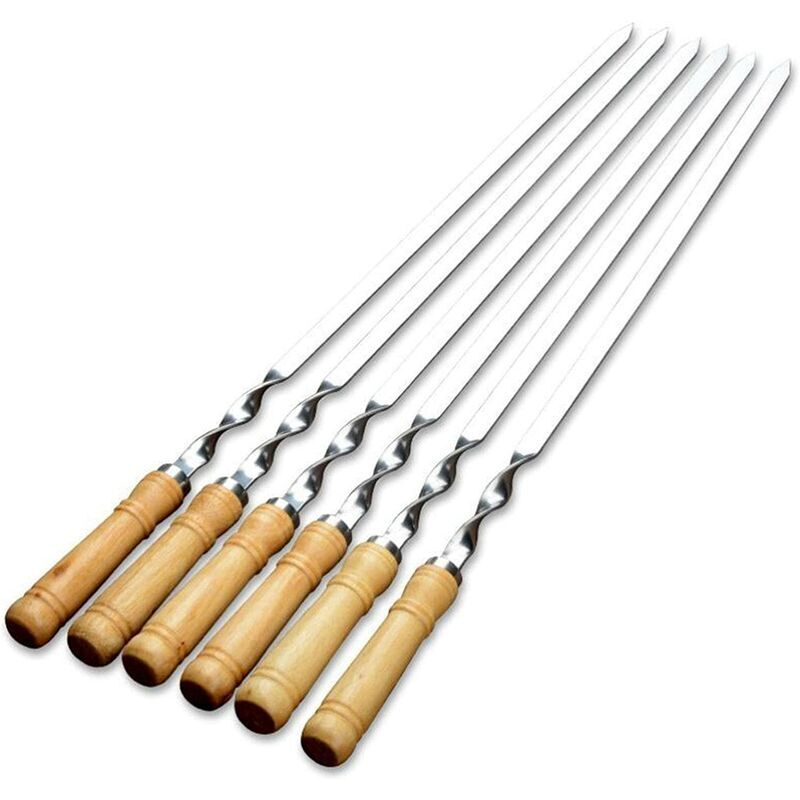Ayyqh - Barbecue Brochettes, Brochettes Extra Longues De 55cm en Acier Inoxydable avec Poignée en Bois Massif,Ensemble De 6