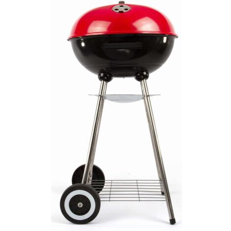 Barbecue charbon 41 cm rouge et noir – Surface de cuisson Ø 41 cm – Grille chromée – Hauteur 69,5 cm – DOC172R – Livoo