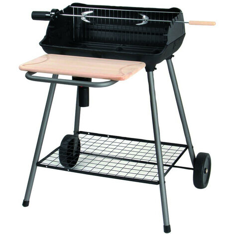 Barbecue charbon avec tournebroche – Cuve en fonte 55x39,5 cm – Système TURBOMAGIC pour allumage rapide – Dimensions 70x79x86 cm – Somagic