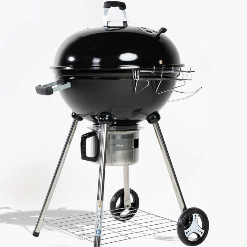 Ravigarden - Barbecue Charbon de Bois 57 cm avec Couvercle Barbecue Rond Charbon bbq Charbon 4 Pieds Idéal pour 8 à 12 personnes Centre Amovible