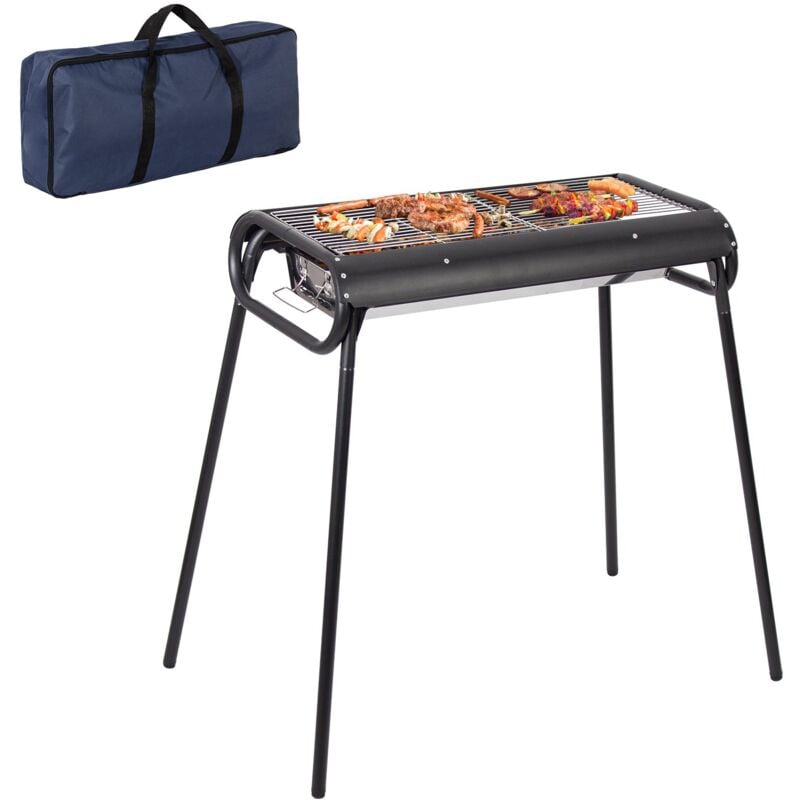 Todeco - Barbecue Charbon de bois avec Clip de grille, Portable Barbecue à Charbon Démontable en Acier avec sac de transport pour bbq Pique-Nique