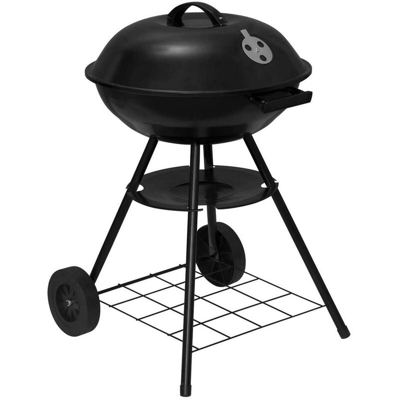 Helloshop26 - Barbecue à charbon de bois avec roues pour camping de jardin, noir - Bois