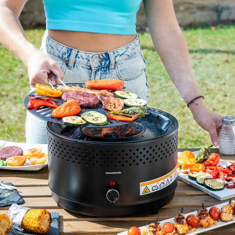 Innovagoods - Barbecue Charbon de Bois sans Fumée Portable CleanQ