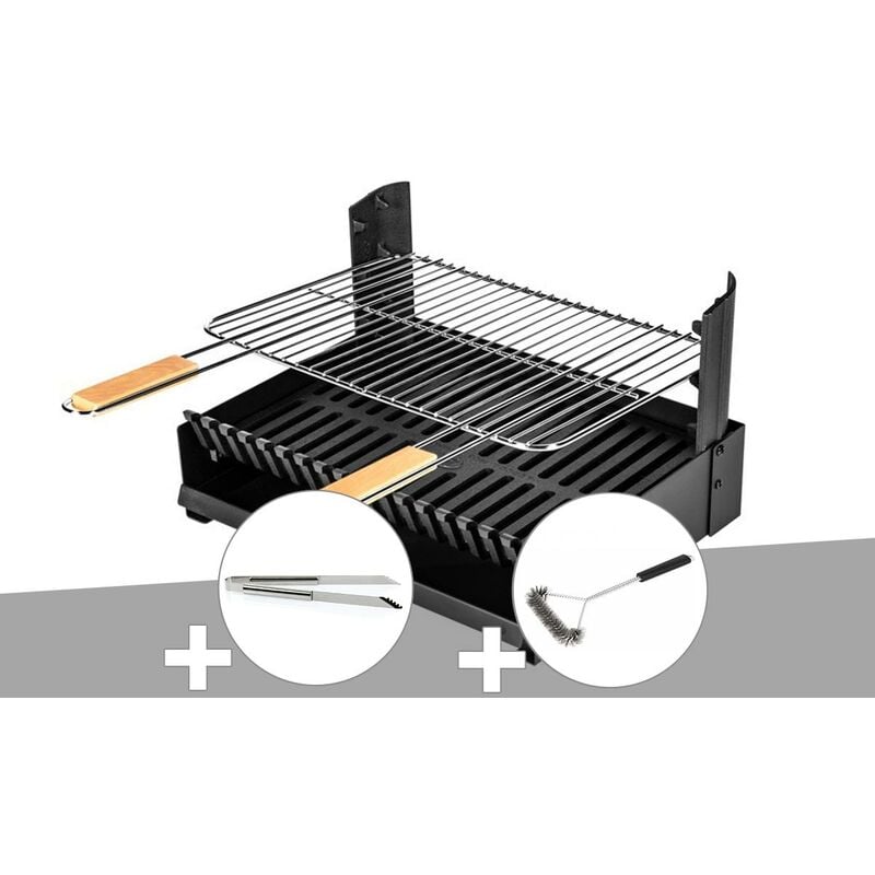 Barbecue charbon - Grilloir à poser Somagic Pince en inox + Brosse En t