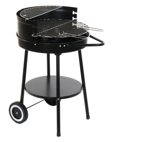 Barbecue charbon noir 59 x 49,5 x 82 cm – Métal et plastique – Roues pour mobilité – Surface de cuisson généreuse – Dkd Home Decor
