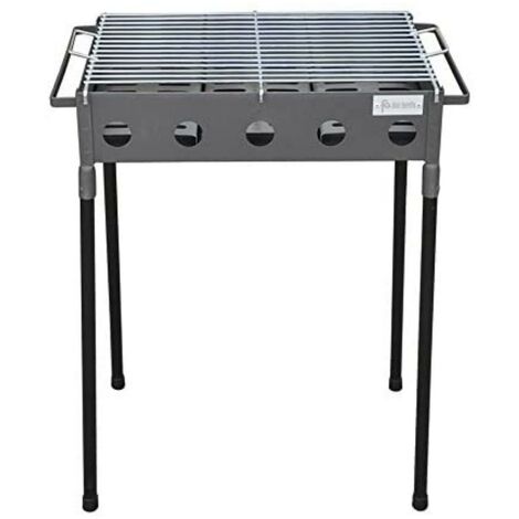 Barbecue charbon rectangulaire en acier inoxydable – Dimensions 51 x 33 x 60 cm – Résistant aux intempéries – Idéal pour cuisson en extérieur – Visiodirect