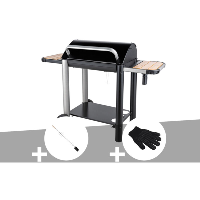 Somagic - Barbecue charbon Vulcano 3000 + Kit tournebroche + Gant de protection