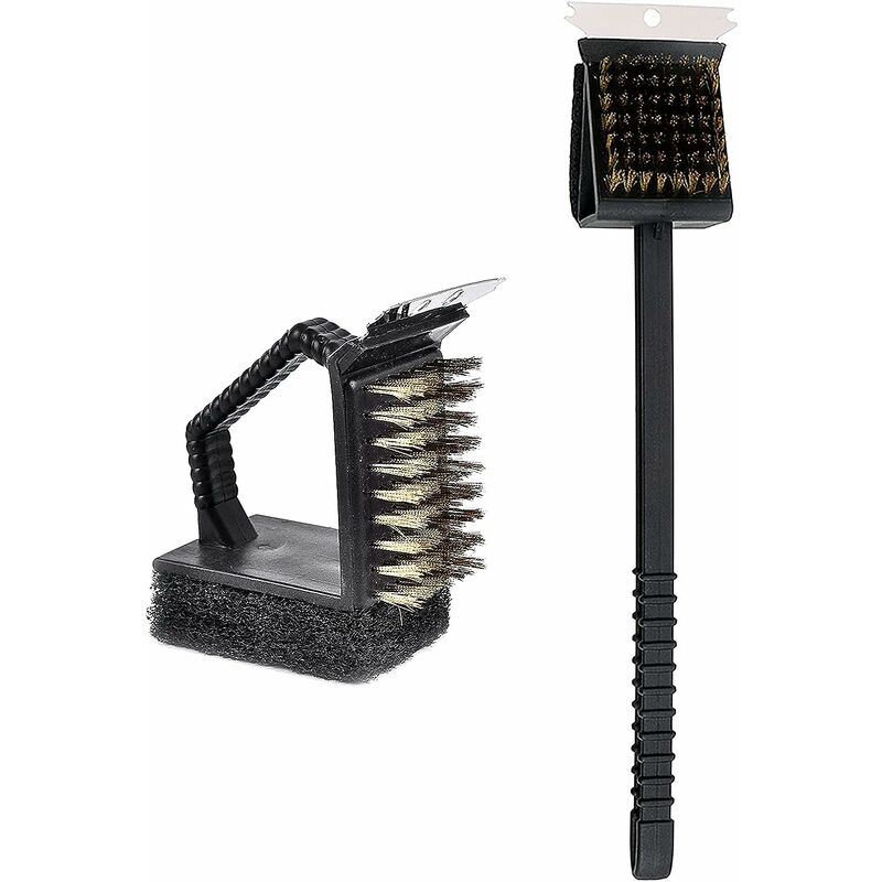 Tinor - Barbecue Cleaning Brushes, 2 Pieces Barbecue Brush Barbecue Cleaning Brush 3 in 1 Barbecue Brushes with Built-in Steel Scraper for Easier and