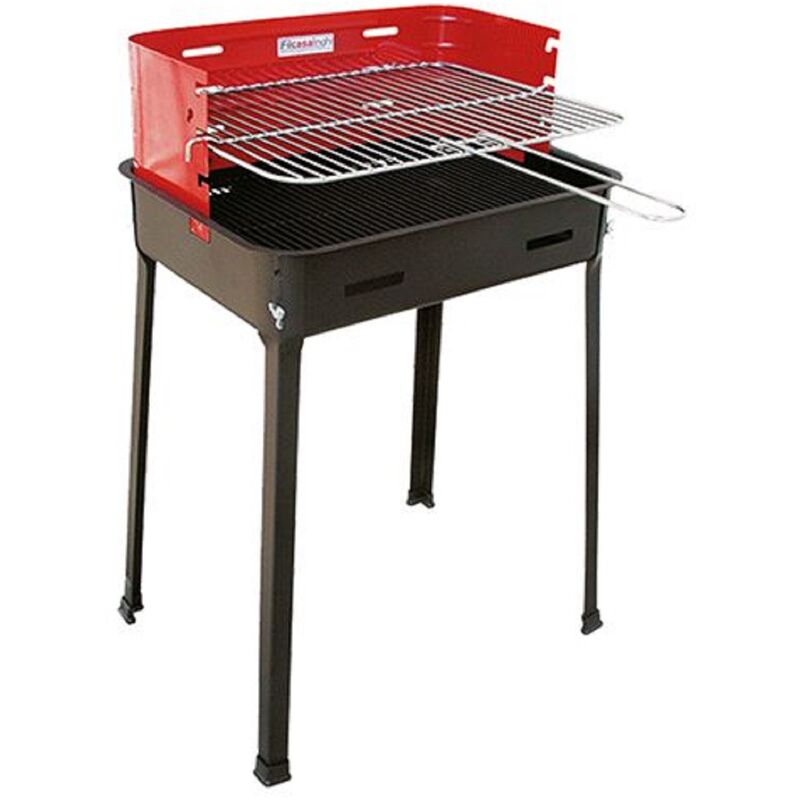 Barbecue a' four rectangulaire avec grille chrome'e pour pique-niques au charbon de bois et bois 48x36x77h cm