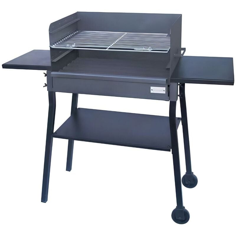 Visiodirect - Barbecue de 3 hauteur avec roues en Zinc coloris Gris - 67 x 35 x 40 x 105 x 30 cm