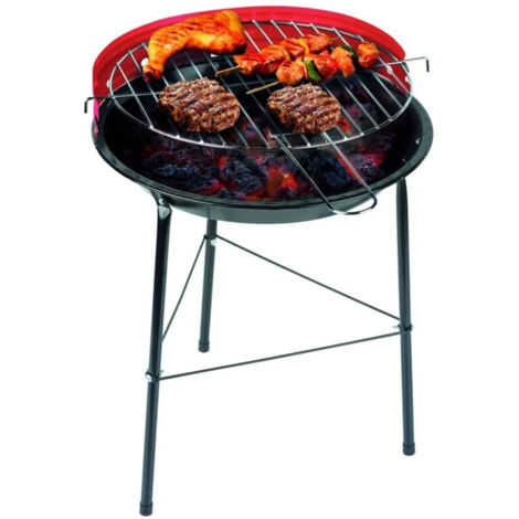 Barbecue De Carbone Carbonella Bbq Grill In Metally With Paravento Griglia Rotonda