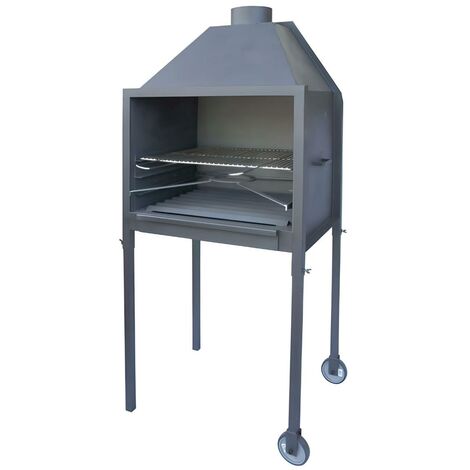 Barbecue de compagne en Zinc coloris Gris - 80 x 108 x 65 x 183 cm