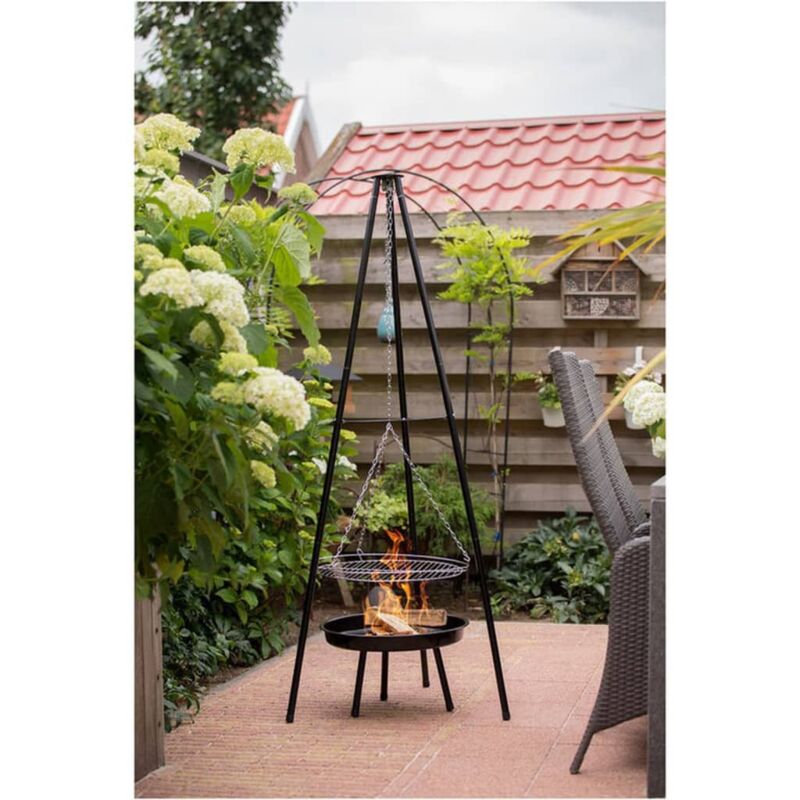 Barbecue de jardin avec trépied et bol à feu 50 cm noir - Redfire