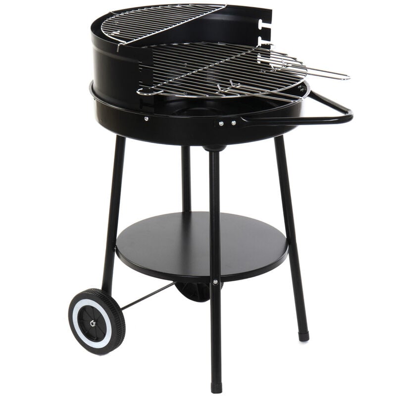 Pegane - Barbecue de jardin en métal et plastique coloris noir- longueur 59 x profondeur 49,5 x hauteur 82 cm