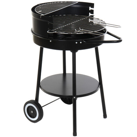 Barbecue de jardin en métal et plastique coloris noir- longueur 59 x profondeur 49,5 x hauteur 82 cm