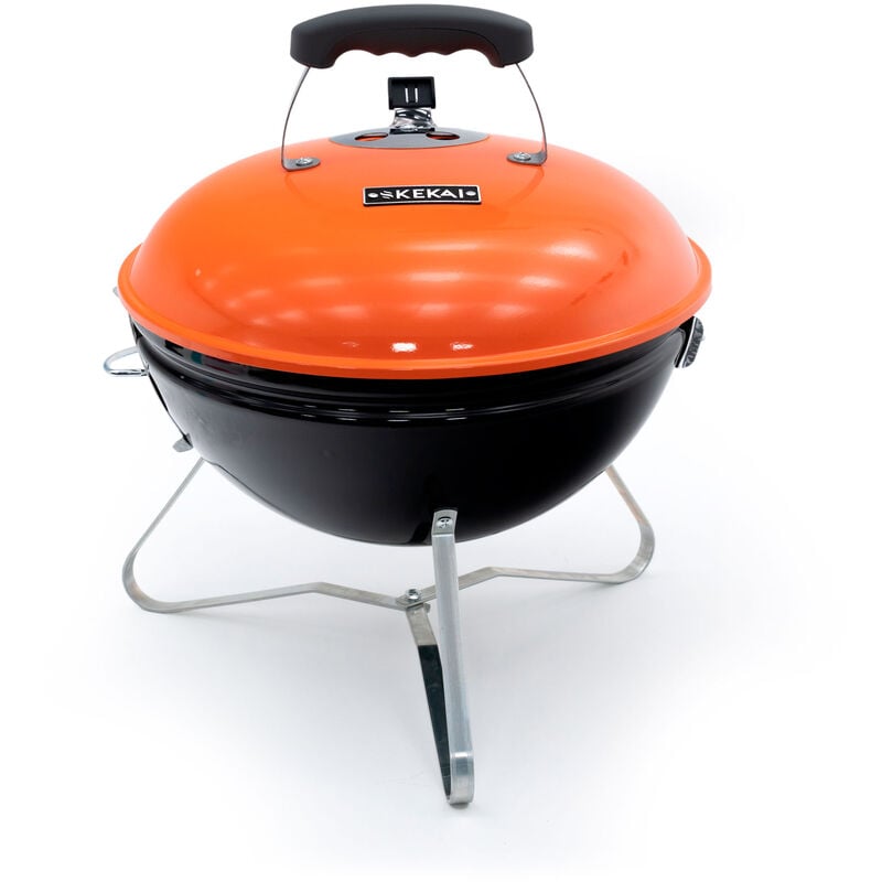 Kekai - Barbecue de Table Portable Charbon de Bois Tahoe 37x37x44 cm Couvercle avec Système de Transport et Verrou Orange